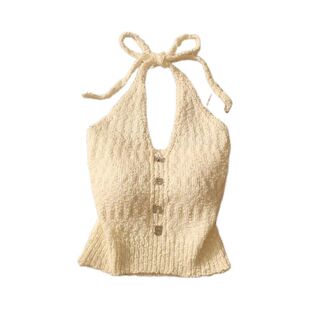 Hong Kong Style Hanging Neck Strap Fashion Sexy Spice Girl Beautiful Back Slim-fit Knitted Vest Vintage Niche