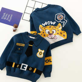 女童装春秋秋冬动漫卡通套头衫小童男童针织衫婴儿儿童毛衣圆领