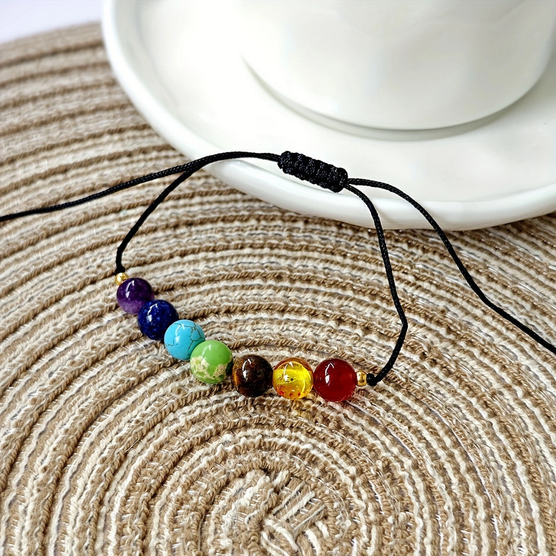 Pulsera de cuentas de oro de piedra natural colorida de estilo caliente de Amazon Pulsera unisex Pulsera tejida Pulsera Pulsera recta de fábrica