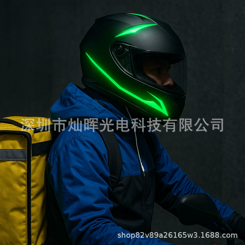 Светящаяся полоса для шлема, светящаяся световая полоса TikTok, тот же стиль, мотоциклетный шлем, светящаяся полоса, декоративная клейкая светящаяся полоса
