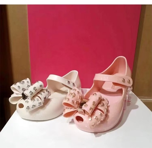 Brazilian Melissa 2024 new summer children's sandals bow princess shoes fish mouth girls soft bottom jelly shoes