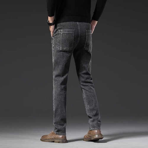 Elastic Men's Jeans Autumn/Winter New Style Trendy Versatile Multi-Pocket Straight Leg Tapered Casual Pants for Cross-border Shipping