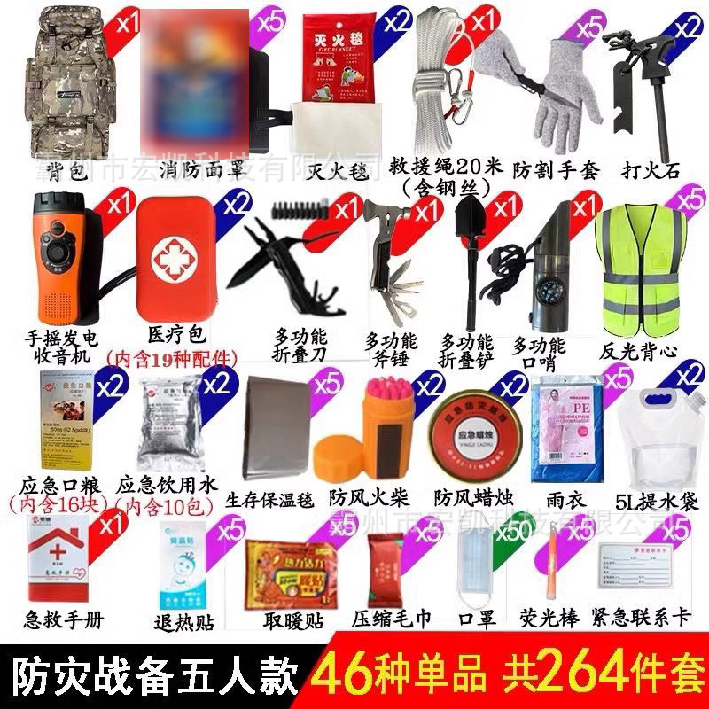 应急生存包家庭战备储备物资包避难防战救援地震逃生防灾人防全套