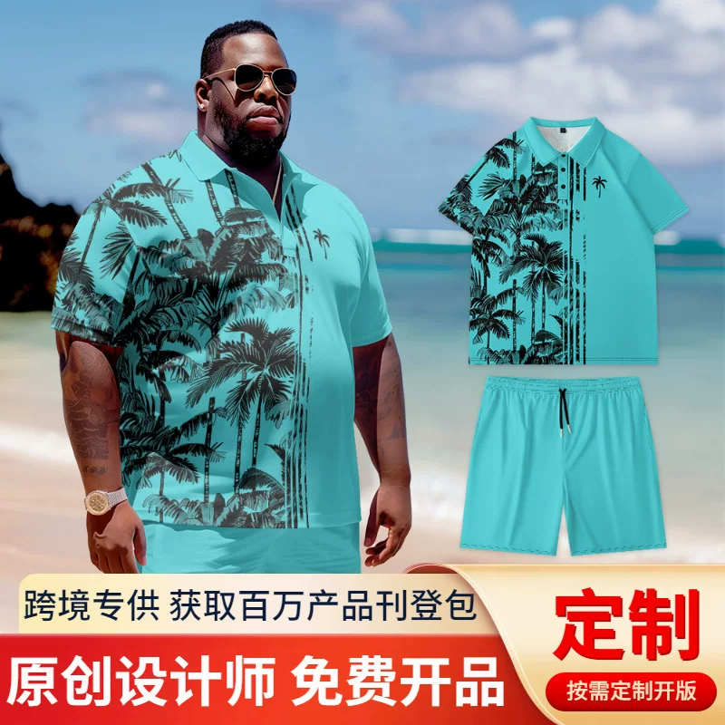 Polo, summer set, shorts, European style, oversize, with short sleeve, plus size
