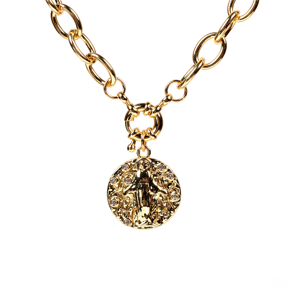 New Fashion Diamond Round Pendant Necklace Bracelet Set display picture 5