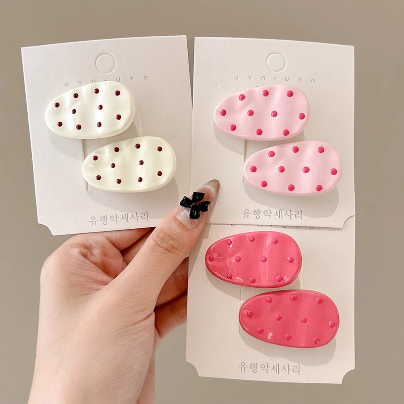 Punto de onda rosa oval clip de cabello para mujeres lindas clip lateral dulce chica pecado clip de cabello de boca de pato clip de cabello tocado