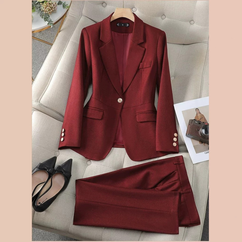 high quality tuxedo suit, women's business office jacket, two-piece pants set, women's plus size