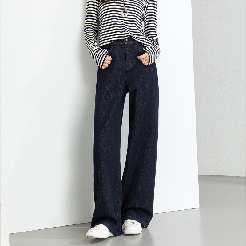 Yifei Fashion Wide-Leg Pants Retro Jeans for Women 2026 Spring New Style Relaxed Casual Slimming High-Waisted Draped Look Yifei Fashion Wide-Leg Pants Retro Jeans for Women 2026 Spring New Style Relaxed Casual Slimming High-Waisted Draped Look
