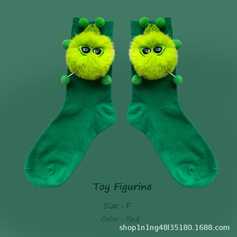 [Doll series] BV green New Cartoon Doll Handmade socks TikTok little red book popular pure desire disco jumping socks