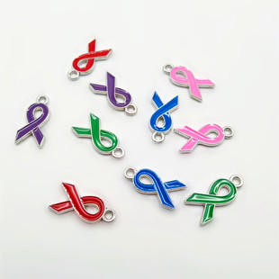 Cross-Border Heart Ribbon Bow Pendant Wholesale DIY Bracelet Necklace Jewelry Accessories Alloy Dripping Oil Pendant