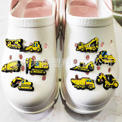 跨境專供工程車系列 croc洞洞鞋配飾批發 PVC軟膠diy鞋花鞋扣鞋飾