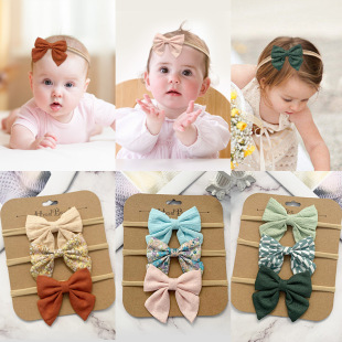 Cross-border summer handmade baby hair accessories suit Amazon baby soft hair band children bow headdress wholesale