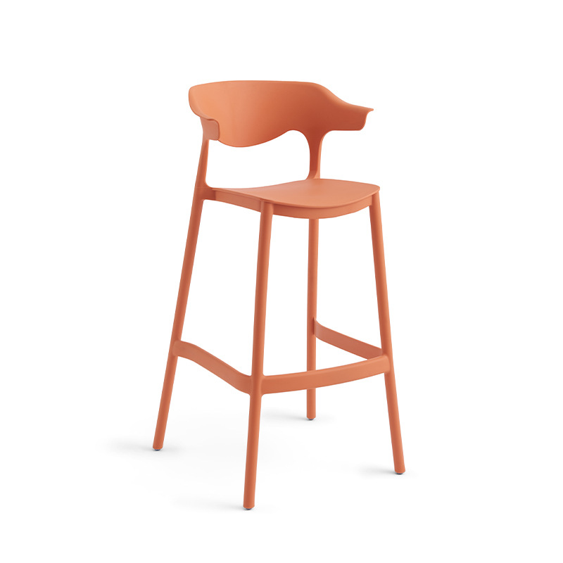 Silla de bar moderna y sencilla, silla de bar de cuerno de plástico minimalista, cafetería de la ciudad de los videojuegos, silla de bar alta, silla de bar