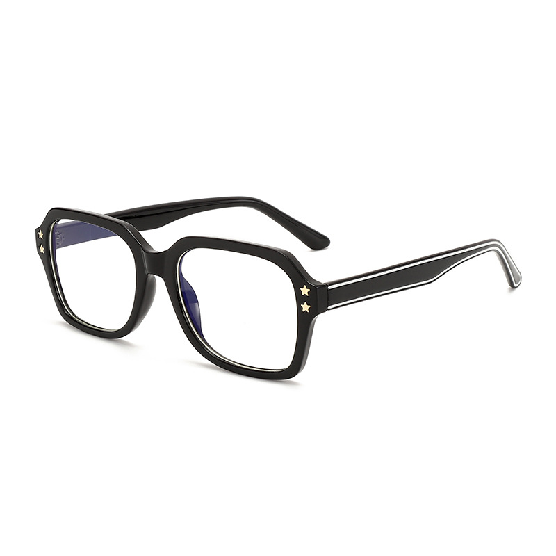 Nueva celebridad de Internet sin maquillaje anti-luz azul que cambia de color montura de gafas estilo universitario marco negro carey simple moda casual espejo plano