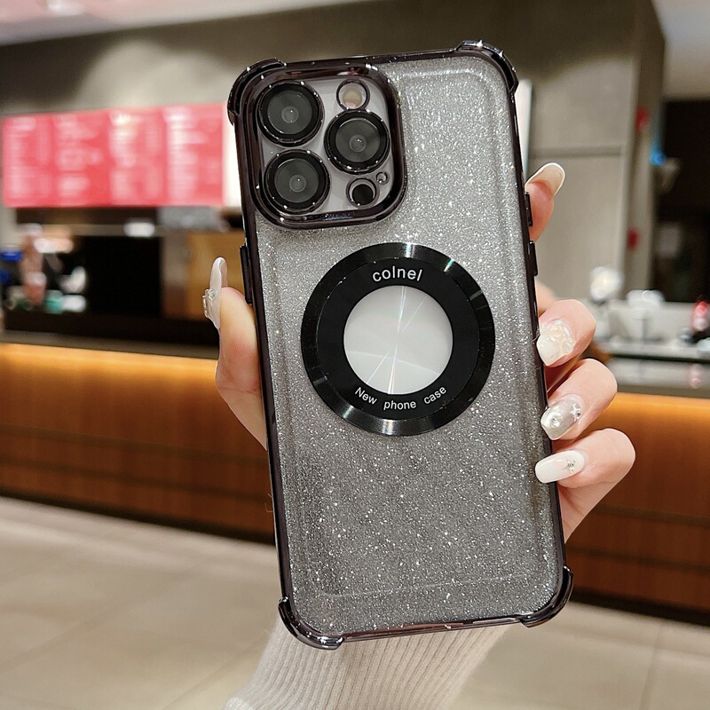 Iphone15promax携帯電話ケースアップル宇宙ケース四角転倒防止マグネットグラデーション拡大鏡14pr|undefined