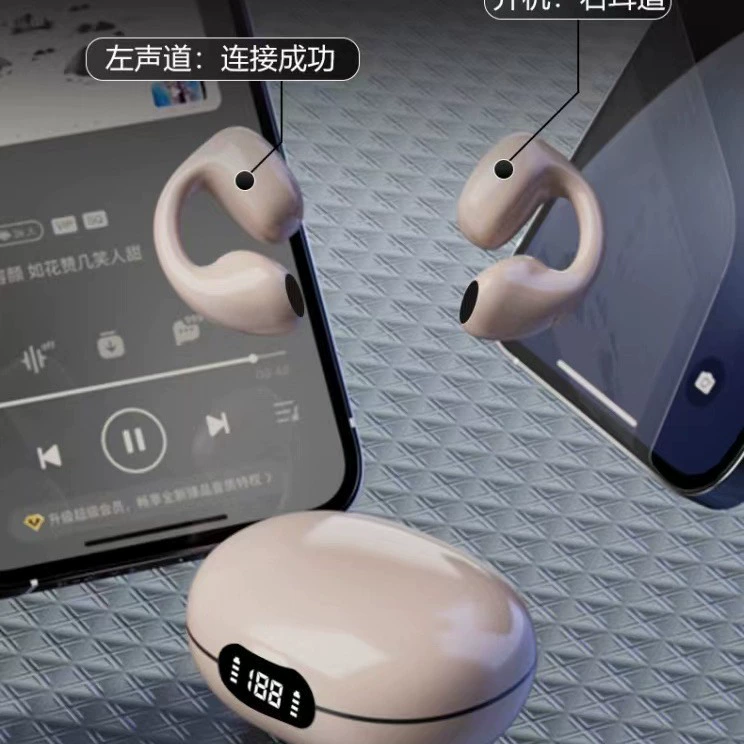 Беспроводные наушники, клипсы для ушей для мужчин и женщин, bluetooth, с LED-дисплеем
