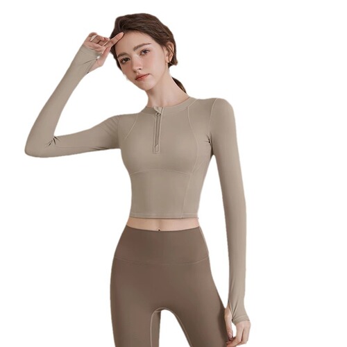 Yoga top spring and summer long sleeve 2024 new running sports women's fitness clothing tight Pilates