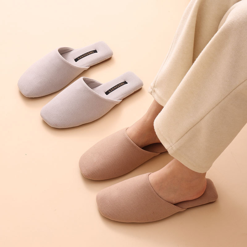 2025 Liang's Spring and Autumn Breathable Slippers Men's Home Non-Slip Beef Sole Women's Floor Indoor Nordic Ins Simple Shoes