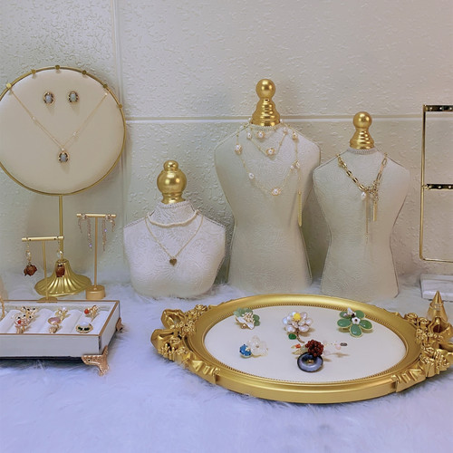 Jinxiao display white jewelry display display props necklace display model marble earring stand photo frame tray