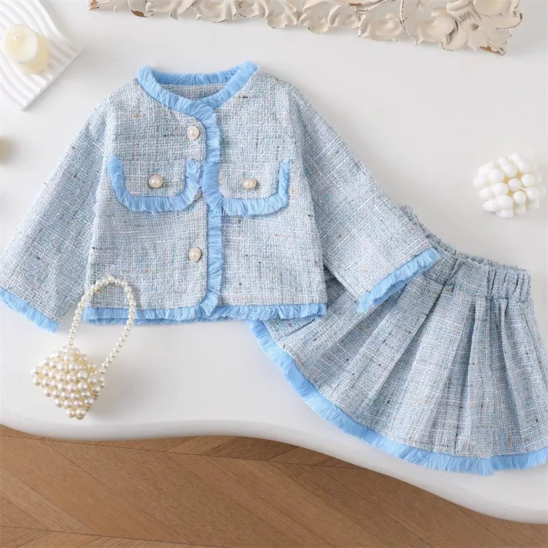 Осенний набор, модная куртка, pleated юбка, стиль Chanel, французский стиль, западный стиль