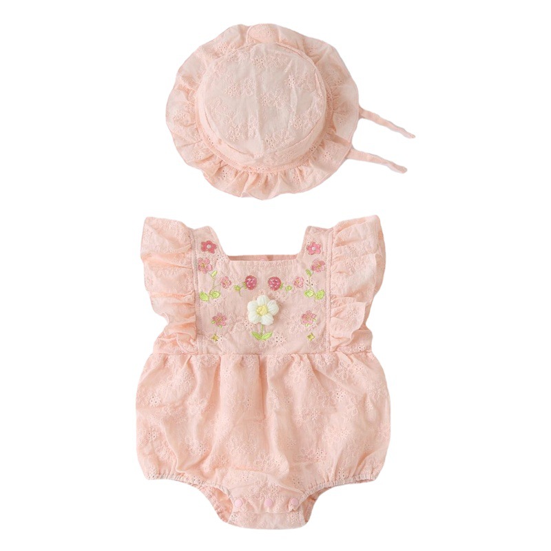 Bebé bordado transfronterizo ins popular ropa para niños verano bebé salida mameluco recién nacido mameluco falda del bebé