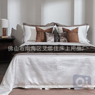 Light Luxury High-End Model Room Bedding Coffee Color Model Room Villa Exhibition Hall Pillow Combination Model Room Bedding Multi-Piece Set