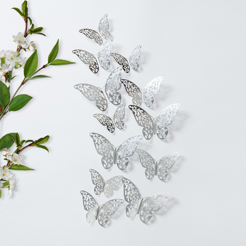3D 3D color simulación mariposa pegatinas de pared sala de estar dormitorio fondo decoración de pared sentido avanzado hogar creativo bricolaje