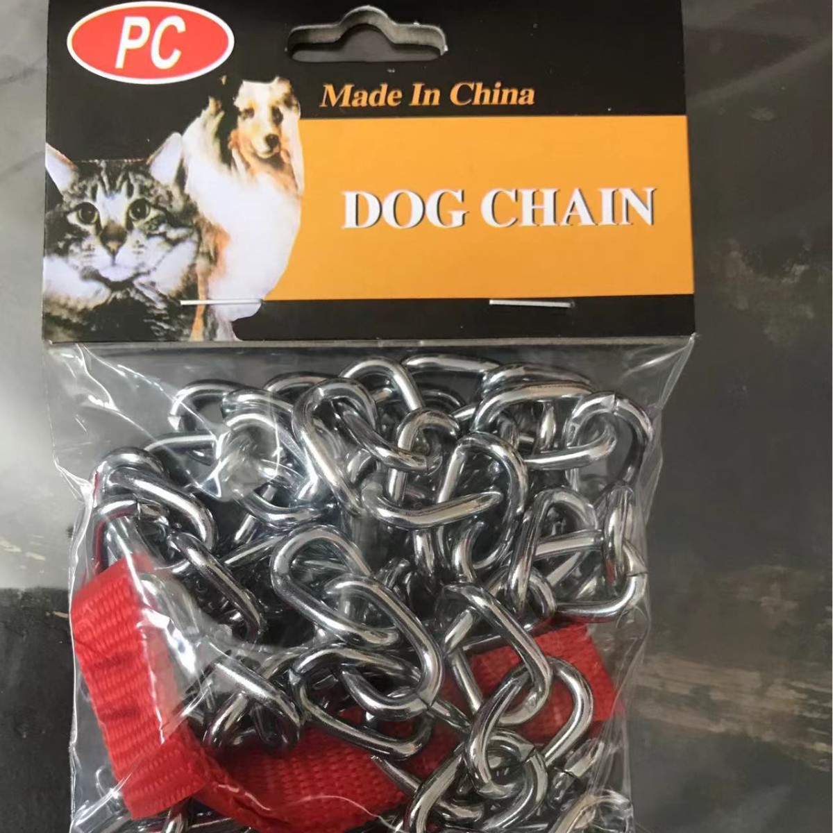 Laisse pour chien avec chaîne et corde de traction rouge_voghion.com
