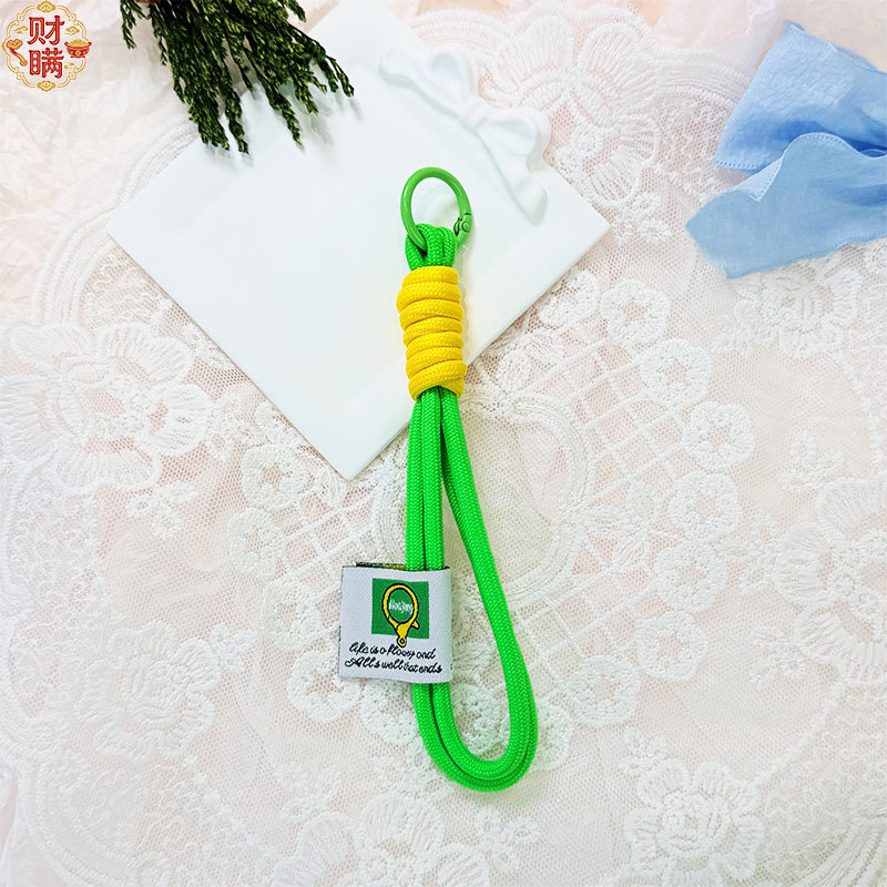 Doble capa de nylon trenzado accesorios llavero bolso colgante de montaña fichaje de peluche muñeca cadena de teléfono móvil colgante con