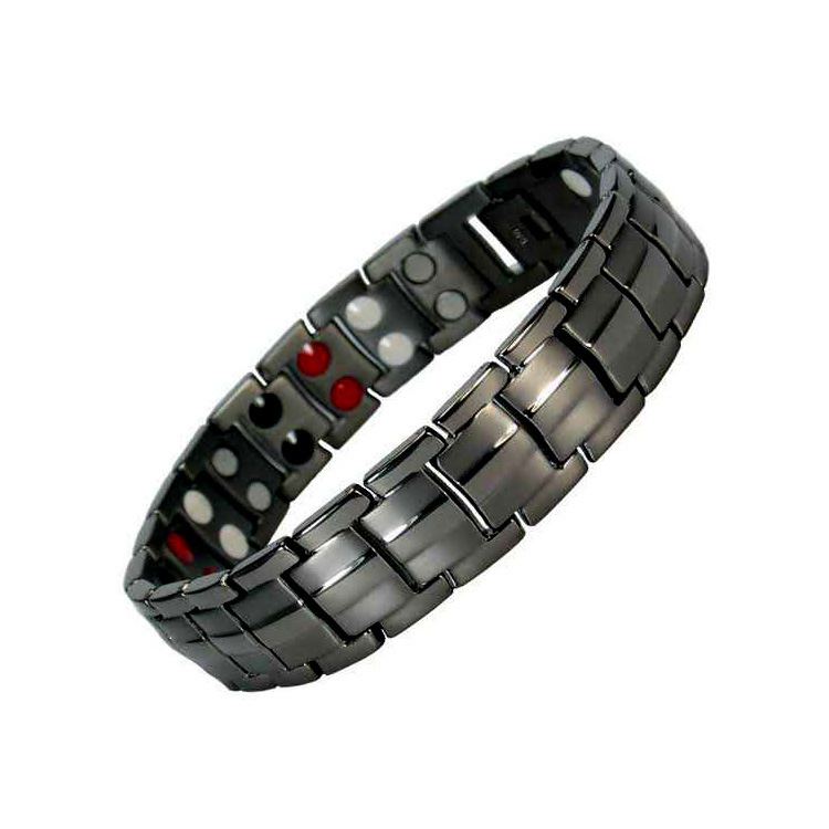 Estilo clásico transfronterizo de acero inoxidable tortuga forma de pulseras negras chapadas de doble fila de imán para niños
