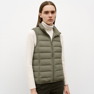 Pinghu Rouguogu down Jacket 90% down Solid Color Women's Stand Collar Vest Seamless down Jacket Vest Coat