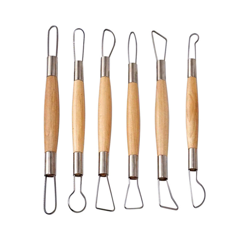 Herramientas de cerámica transfronterizas de acero inoxidable bola varilla de piedra plástica arcilla conjunto de barro de cerámica herramientas manuales escultura cuchillo penetración