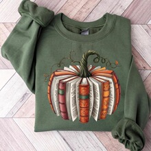 B 66945 Fashionable Comfortable Pumpkin Print Hoodie �Ϲ�ӡ