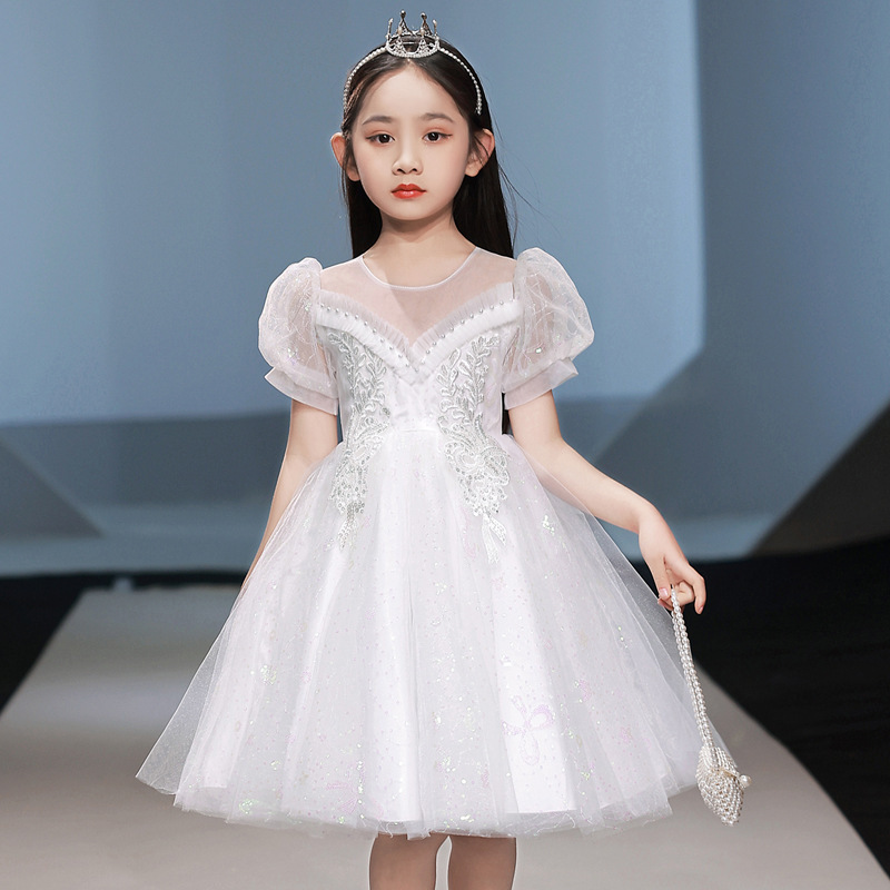 Hot-Selling Popular Children's Wedding Dress Flower Girl Fluffy Gauze Catwalk Host Performance Piano Skirt Girl Dress Princess Dress