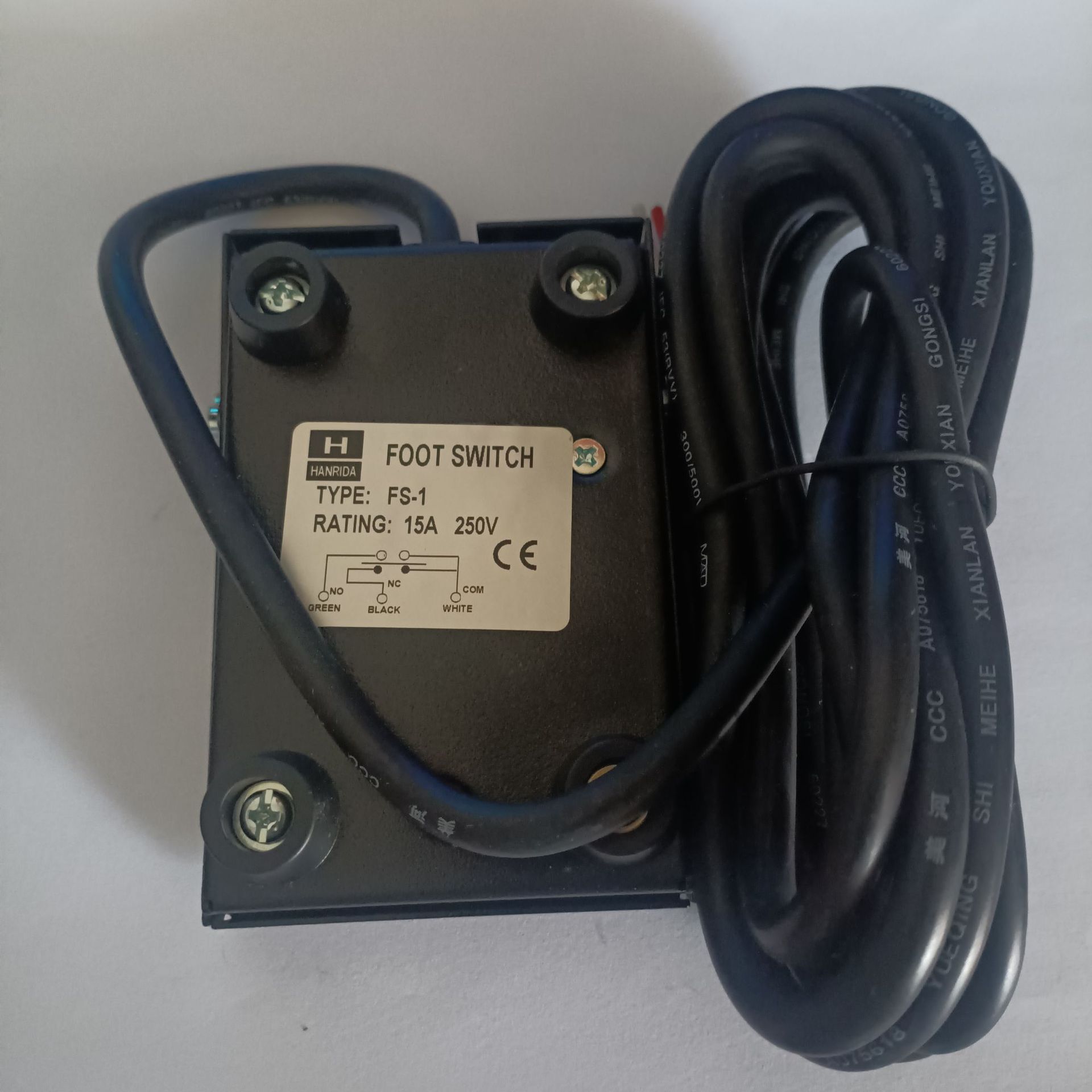 全新原装正品HANRIDA 脚踏FS-1脚踏开关线长2米黑色金属15A250