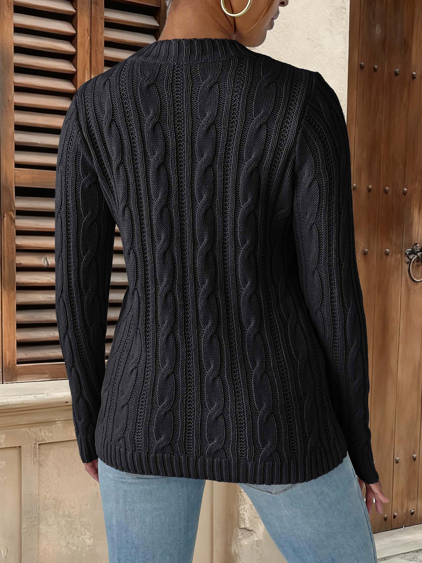 Bow Patchwork Round Neck Pullover Simple Bottoming Woven Sweater 26 Bow Patchwork Round Neck Pullover Simple Bottoming Woven Sweater