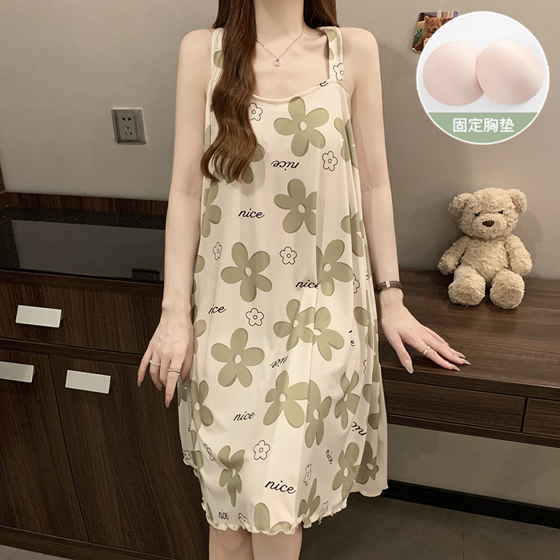 2025 pijama de verano menos mujeres pijama dulce lindo chaleco de cuello grande con cojín de pecho ropa casera