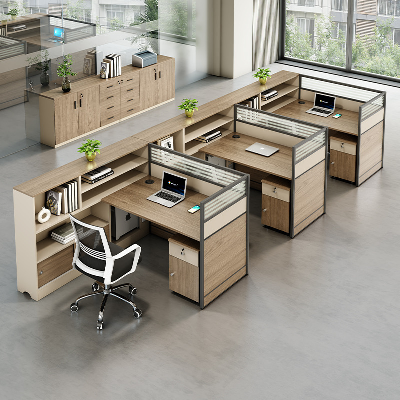 Staff Desk Simple Modern Single 2/4 Person Office Financial Desk Screen Desk and Chair Combination