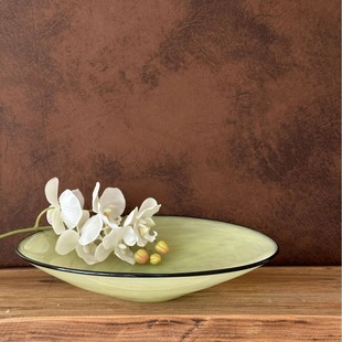 Simple French Style Retro Apple Green Jade New Chinese Style Handmade Coloured Glaze Decorative Fruit Plate Advanced Atmosphere Design Sense Ornaments