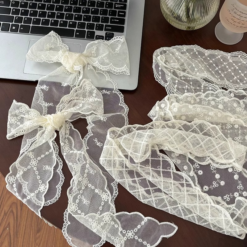 Super cordón de cabello de encaje femenino universal largo arco cordón de cabello de bosque dulce correa de cabello larga bufandas cordón de cabeza