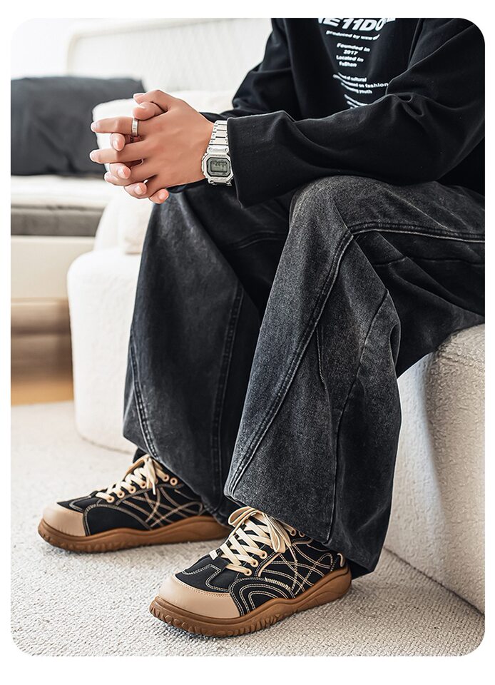 Giày sneaker nam cổ thấp mũi tròn rộng form Đức, đế bằng gót thấp 1–3 cm, dây buộc, phối màu trơn — Z8822 màu đỏ, Z8822 thẻ trắng, Z8822 thẻ đen chi tiết 24