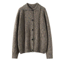 山羊绒衫女士麻花重工带扣彩色粒子百搭春秋季新款外套宽松针织衫