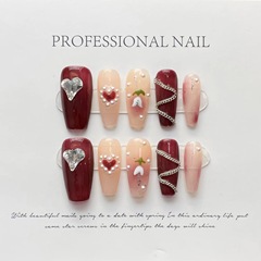 [Handmade Wearing Nails] Wearing Nails Candied Bayberry Whitening Love Pearl Tulips Removable Fake Nails