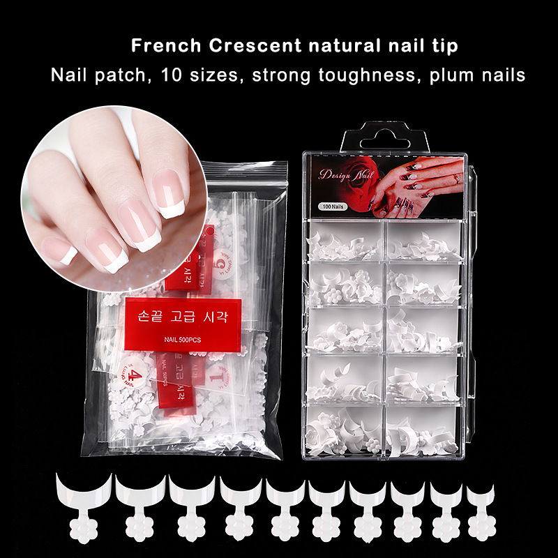Nail Art French Side Extension Nail French Side Nail False Nail Crescent Plum Flower Side Nail Art Nail 500