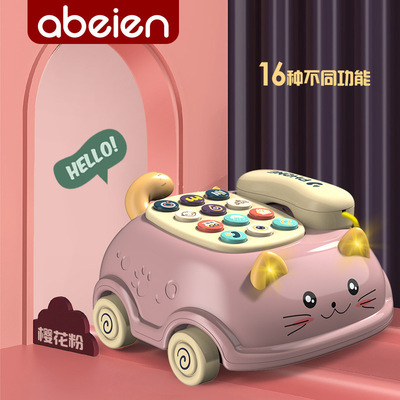 children multi-function Early education Britain Bilingual telephone baby intelligence development Cartoon Kitty modelling Puzzle Toys