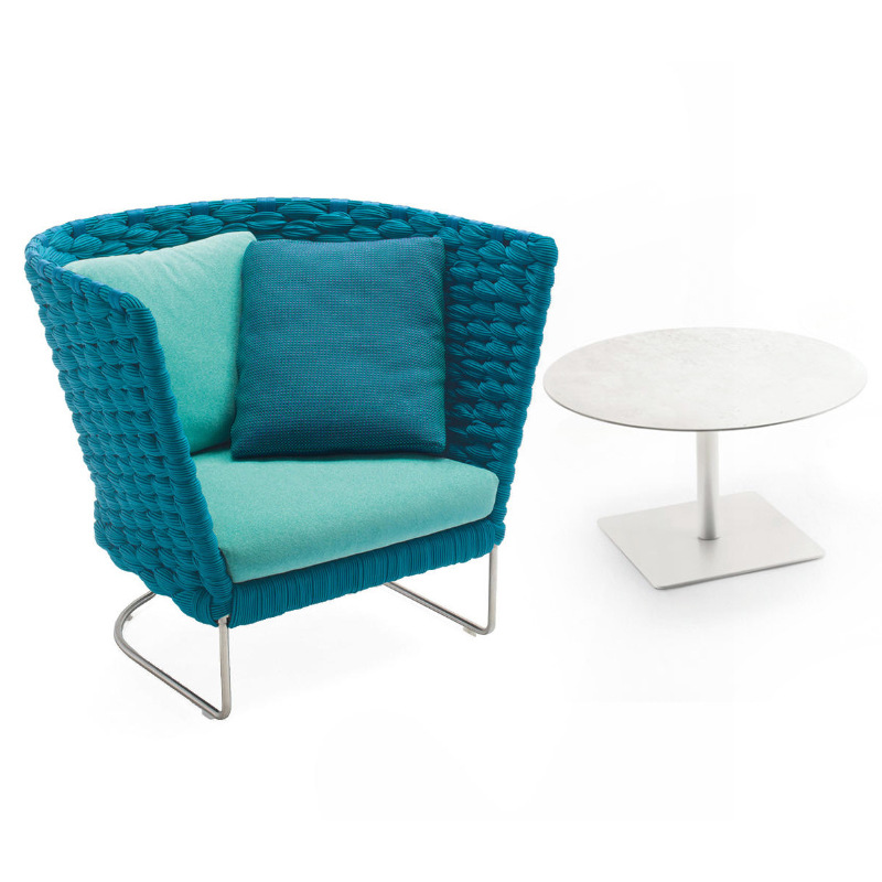 Sofá de exterior tejido con cuerda, cama de descanso para patio o balcón, muebles creativos para alojamiento rural, sillón de ratán para jardín o terraza. image 6