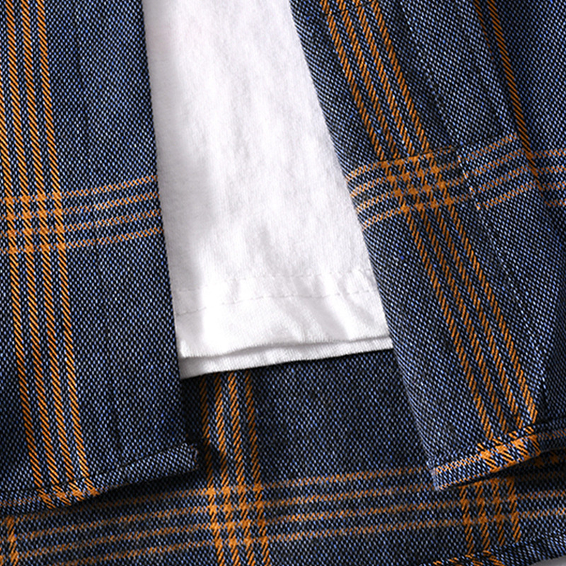 Primavera Nueva camisa de estilo de Hong Kong camisa de manga larga a cuadros de los hombres chaqueta de solapa coreana ropa de hombre al por mayor