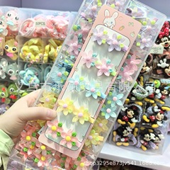 暗闇で光る甘いキャンディーカラーの立体フラワー子供用カモノハシクリップかわいい小学生前髪クリップ女の子サイドクリップヘアピン