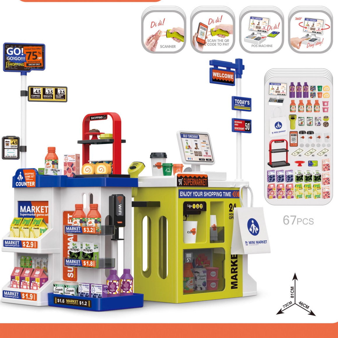 Transfronterizos niños simulación de agua supermercado mesa de venta bolsa de compras conjunto de escaneo tarjeta deslizante caja registradora juguetes de supermercado