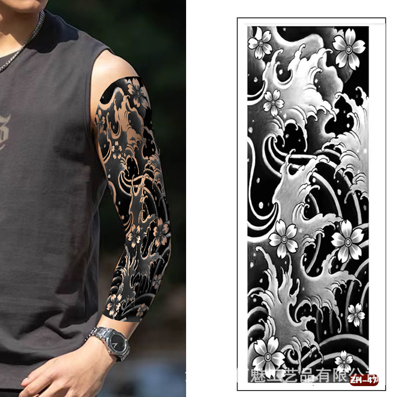 Calcomanías de tatuaje semipermanentes de brazo completo para hombres y mujeres brazo imagen grande jugo de planta no puede lavar las pegatinas de tótem de tatuaje